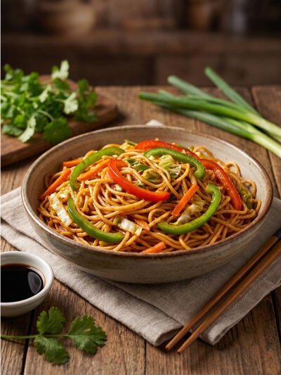 Assorted-spaghetti-stir-fry-with-meat,-chicken-shrimps-and-vegetables