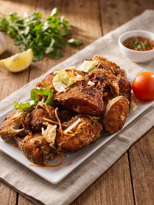 Fried-fish-served-with-banku-or-jollof-rice
