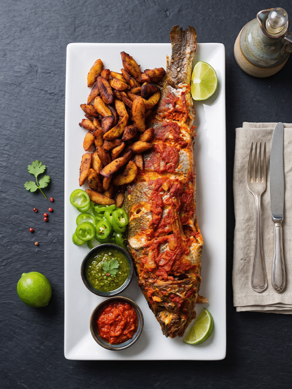 Our award winning  spicy croaker fish on top of our menu